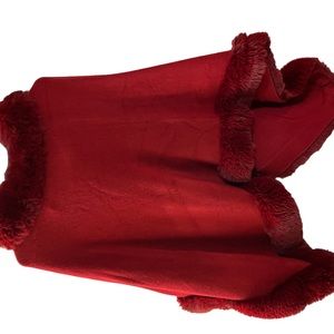 This and that international company LTD. Red with faux fur shawl.